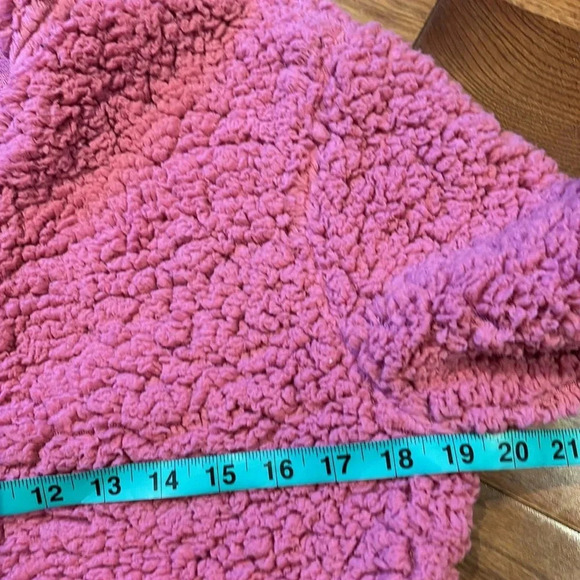 ShineStar Fushia pink plush Teddy Fuzzy Sherpa half zip Sweatshirt Sz L - Picture 9 of 15